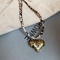 Leopard Print Heart Pendant Double Layer Cord Chain Necklace view 6