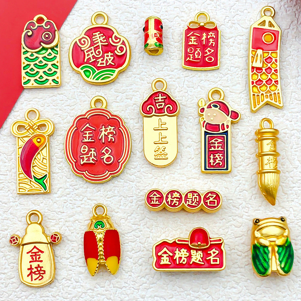 Gold Tone Zinc Alloy Scholar Hat Charm Pendant for DIY Bracelet Hair Tie Jewelry