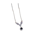 Silver Square Crystal V Drop Pendant Necklace Two Variants view 5