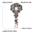 Large Ornate Crystal Drop Brooch in Five Jewel Palettes view 8