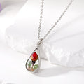 Silver Tone Teardrop Pressed Flower Resin Necklace and Earring Options in Eight Designs view 8