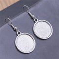 Round Cabochon Tray Dangle Earrings in Two Antique Finishes view 11