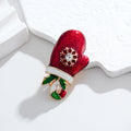 Red Gold Tone Christmas Tree Seven Designs Metal Brooch Pin view 2