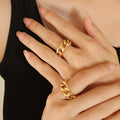 Chunky Curb Chain Link Open Ring Gold Steel Size Six view 4