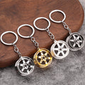 Six-Spoke Alloy Car Wheel Rim Keychain With Split Ring view 1