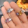 Silver Tone Oval Stone Halo Ring In Three Colors Jewelry view 2
