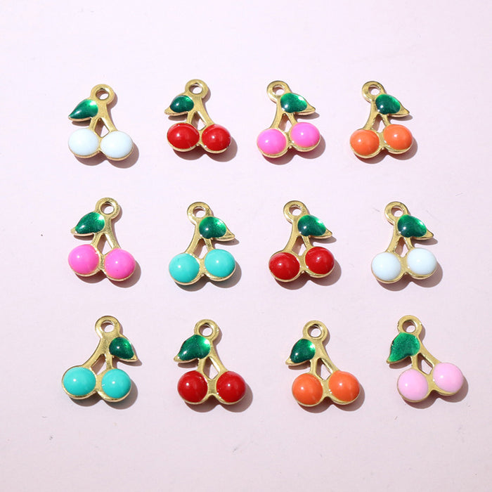 Tiny Double Cherry Charms in Seven Color Combinations