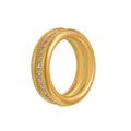 Gold Triple Band Stack Ring Middle Zircon Line Stainless view 5