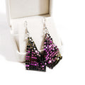 Purple Gradient Sequin Mesh Geometric Long Hook Earrings view 2