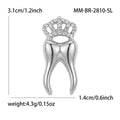 Crystal Crown Tooth Brooch Silver or Gold Alloy Pin view 6