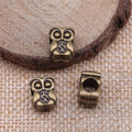 Detailed Owl Shaped Large Hole Metal Beads in Two Finishes view 4