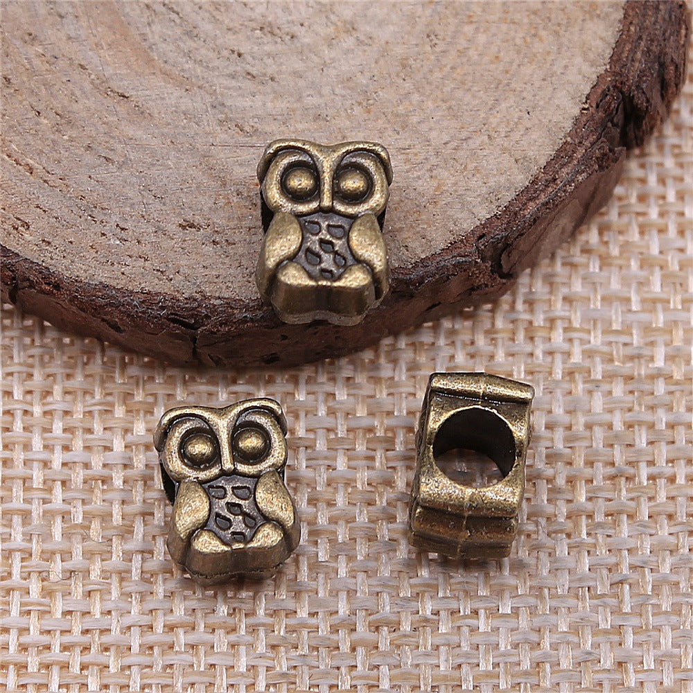 11x8.9x7.5mm 2.3g Multicolor Zinc Alloy Owl Large Hole Cat Beads for European Bracelet DIY Jewelry Making