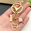 Pink Love Rose and Heart Metal Keychain Collection view 3