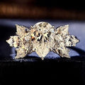 Silver Pear Clear CZ Marquise Cluster Side Ring Metal view 6