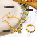 Gold Steel Faceted Cube Bead Hoop Earrings and Bracelet view 2