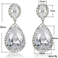 Silver Tone Oval and Teardrop Crystal Earrings Jewelry view 5