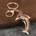 Rhinestone Dolphin Metal Keychain With Split Ring And Lobster Clasp view 7