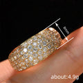 Gold Tone Full Pave Clear CZ Dome Band Ring Sizes 6-10 view 4