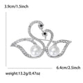 Facing Double Swan Brooch With Two Pearls in Gold or Silver Tone view 6