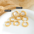 Gold Huggie Hoop Earrings Star Set Clear Stone Accents view 2