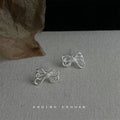 Silver Twisted Rope Openwork Bow Stud Earrings Petite view 6