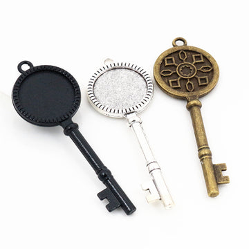 Key Shaped Round Pendant Bezel Settings in Three Finishes