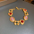 Gold Cameo Heart Flower Necklace Bracelet Earring Three Styles view 7