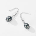 Silver Tone Gray Faux Pearl Drop Earrings With Tapered Hooks view 3