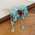 Pastel Flower Tassel Earrings with Long Beaded Strands view 6