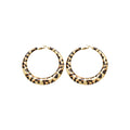 Black and White Wrapped Hoop Earrings with Gold Tone Edges view 5