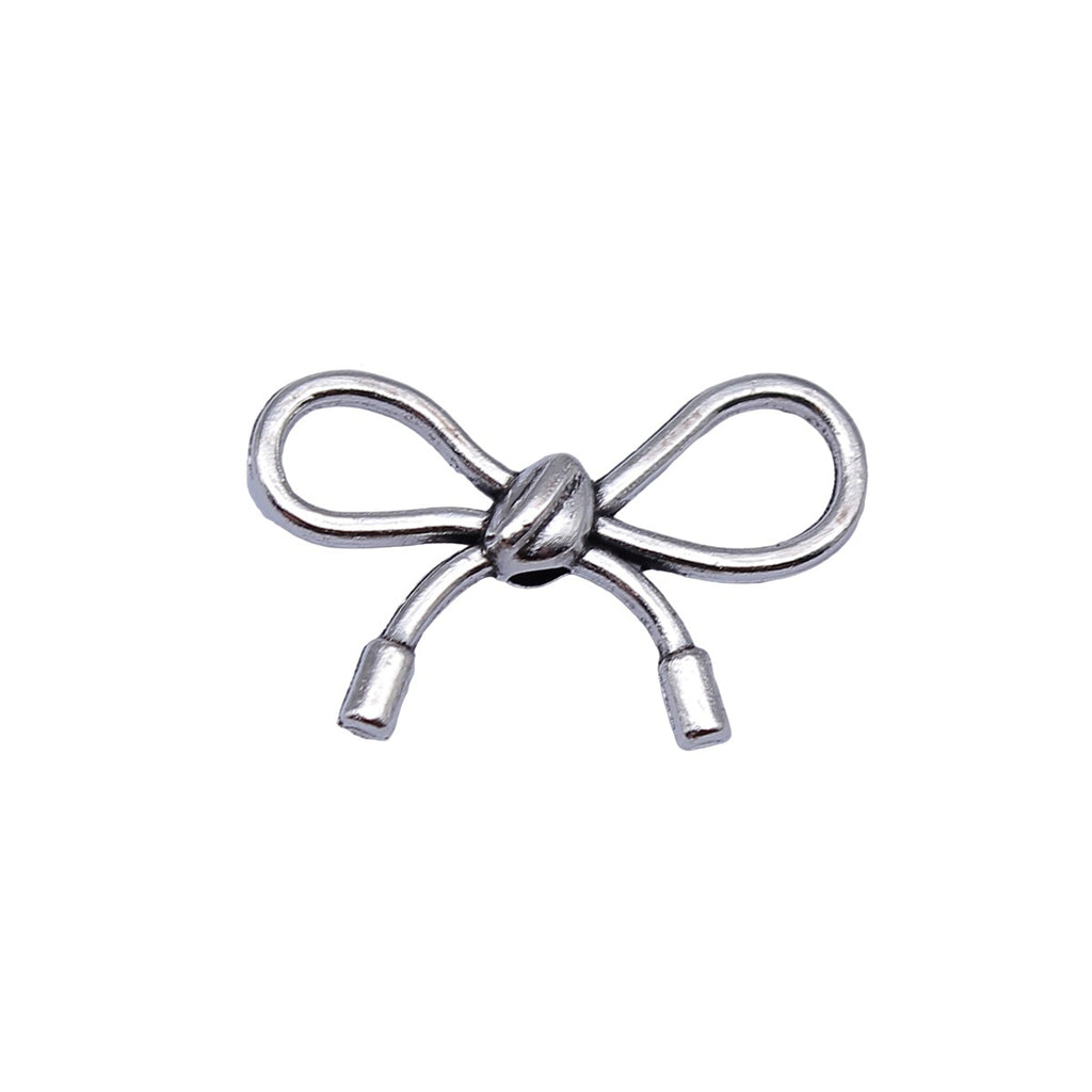 20x13mm 0.75g Antique Silver Zinc Alloy Bow Small Hole Loose Metal Butterfly Beads for Bracelet DIY Making