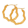 Textured Wavy Geometric Hoop Earrings Gold Or Silver Finish view 5