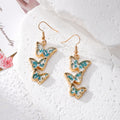 Gold Triple Butterfly Pressed Flower Resin Earrings 6 Colors view 9