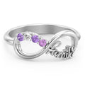 Silver Family Infinity Finger Ring Purple Clear 6-10 view 1