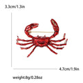 Red Enamel Crab Brooch with Curved Legs and Dark Outline view 4