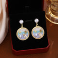 Eleven Ocean Scene Pearl Look Medallion Stud Earrings view 8