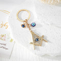 Crystal Hamsa Hand and Blue Evil Eye Metal Keychains view 4