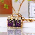 Jeweled Leopard Handbag Keychains in Blue Burgundy and Purple with Braided Loops view 9