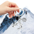 Silver Skier Snowflake Crossed Skis Split Ring Keychain view 4