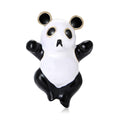 Enamel Panda Brooch Raised Arms White Grey Animal Pin view 2