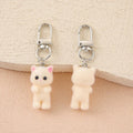 Flocked Mini Cat Figure Keychains Silver Clips 6 Colors view 9
