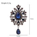Red Silver Tone Flower Crystal Metal Brooch Pin for Jackets and Lapels view 2