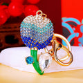 Gradient Crystal Tulip Keychains With Green Stem and Gem Leaf view 3