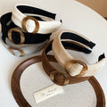 Flocked Fabric Oval Acrylic Ring Headband Deep Coffee view 4