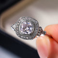 Silver Cushion Clear CZ Double Halo Split Shank Ring view 2