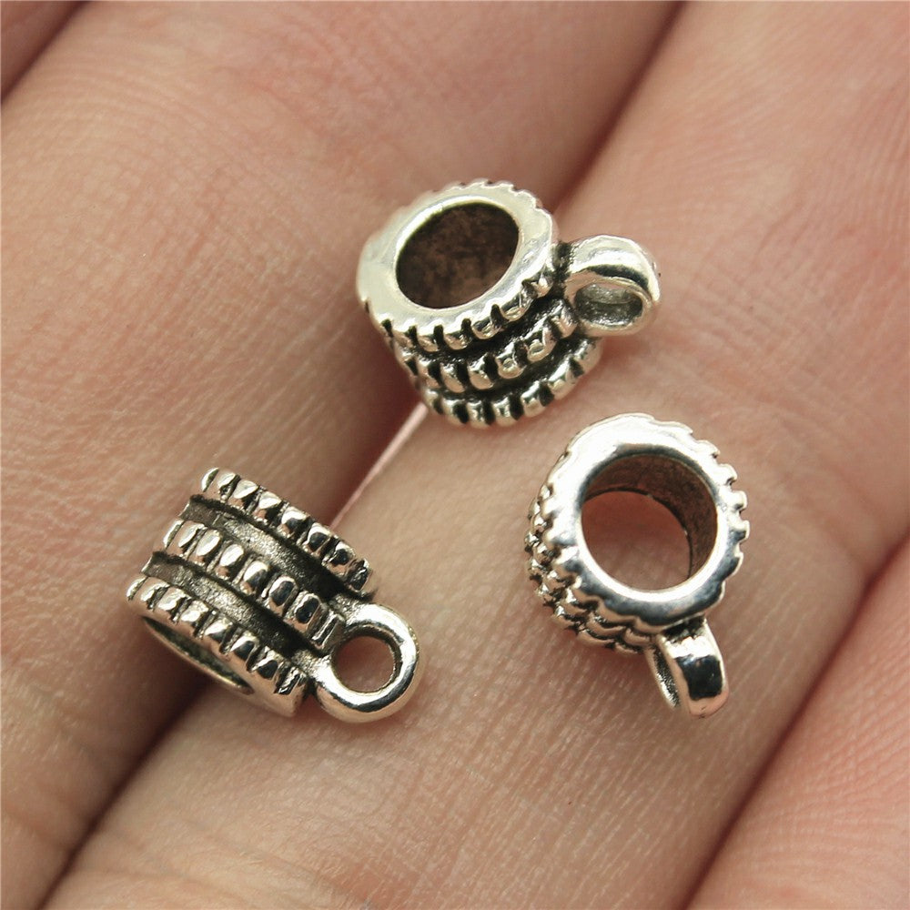 10x6x6mm 0.7g Multicolor Zinc Alloy Bail Beads with Large Hole for DIY Bracelet Jewelry