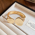Double Loop Irregular Pebble Hinged Bracelet In Gold Or Silver Tone view 7