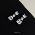 Silver-Tone Clear CZ Square Round Tier Drop Earrings view 3