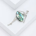 Silver Tone Dancing Girl Brooch Abalone Shell Skirt Crystal view 3
