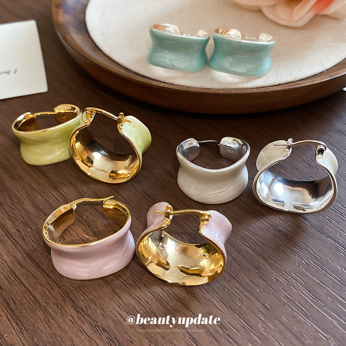 Color Block Chunky Hoop Earrings in Four Pastel Colors